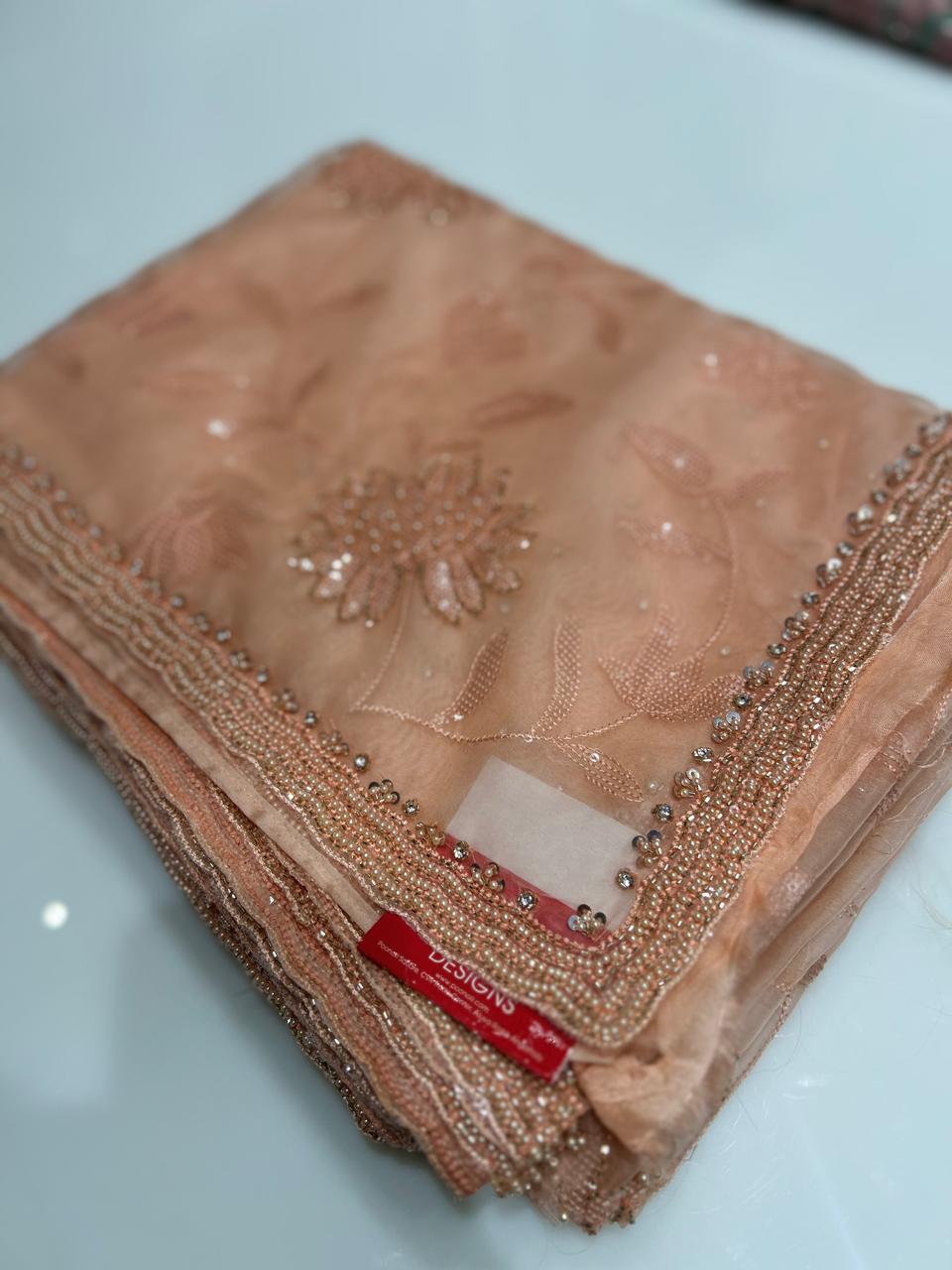 Fancy Saree -Peach   color Search code 3336