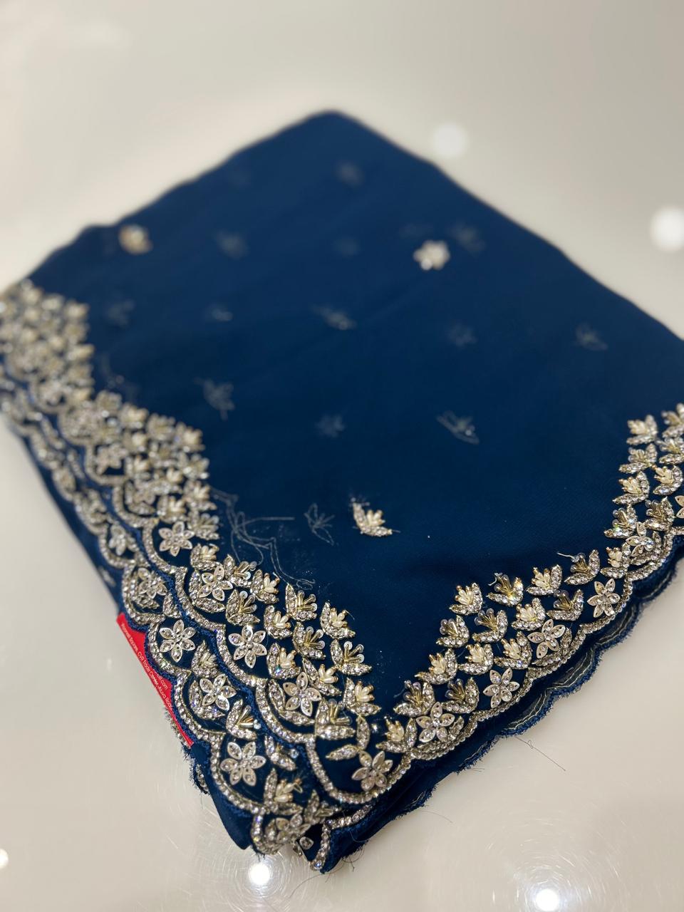 Fancy Saree - Navy blue  color Search code 3350