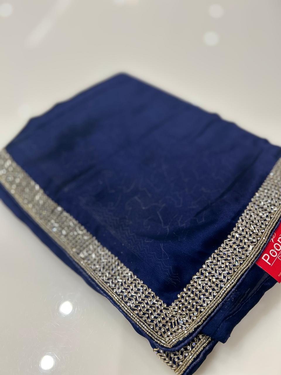 Fancy Saree - Navy blue  color Search code 3351