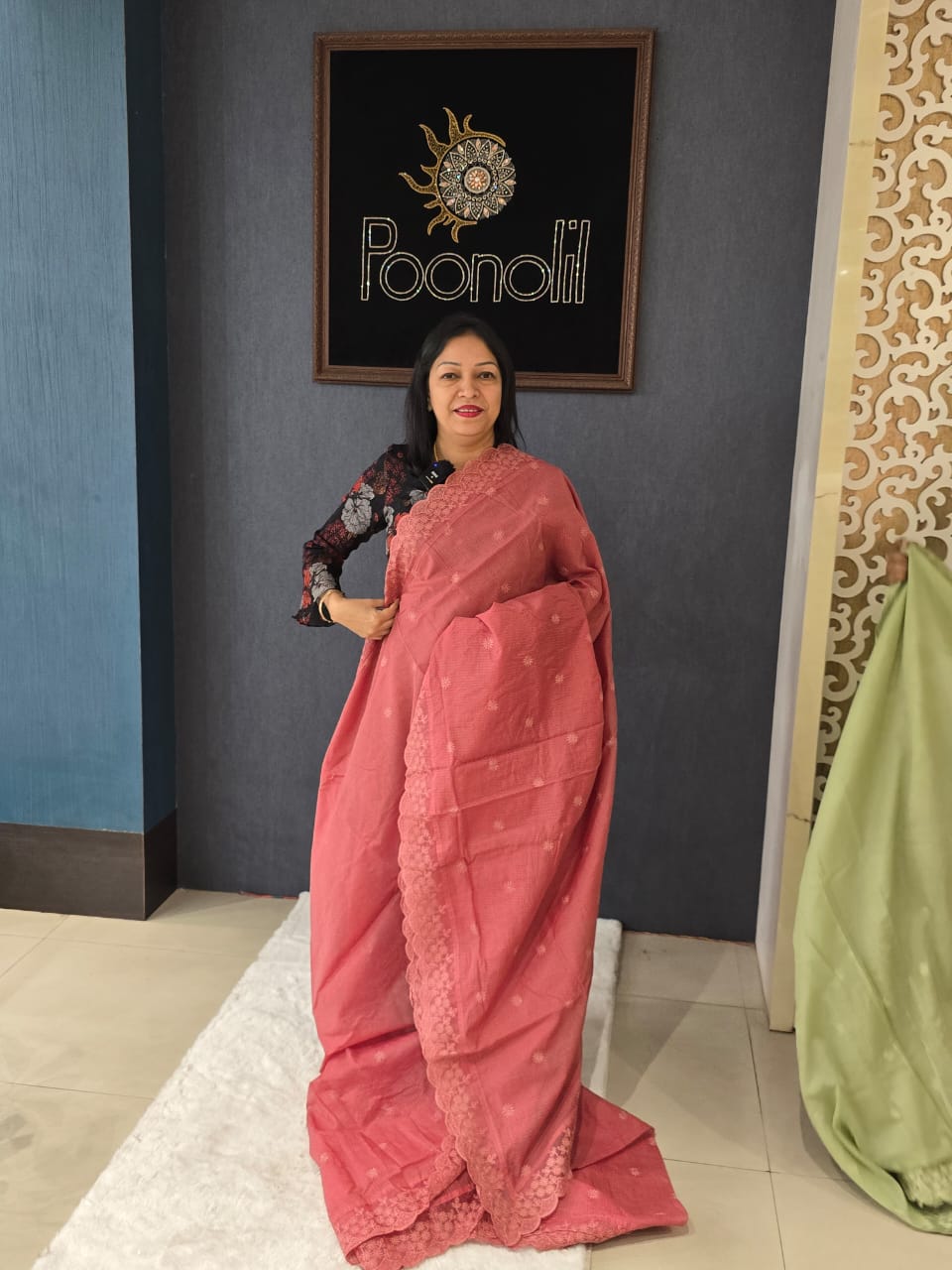 Net cotta Saree -Onion pink  color Search code 9115