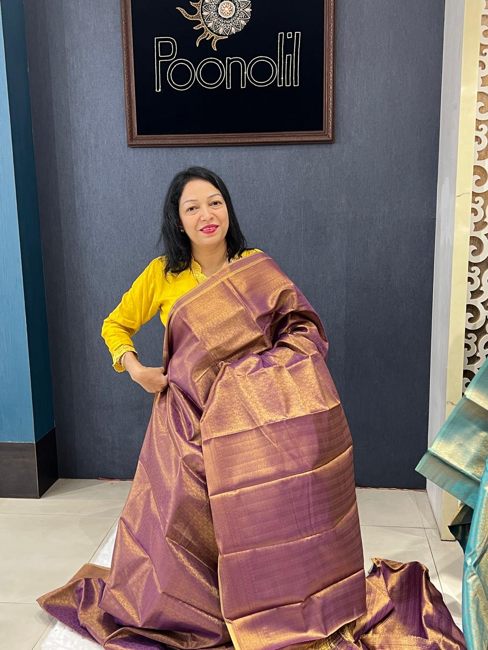 Semi Silk Saree -Purple color Search code 5505