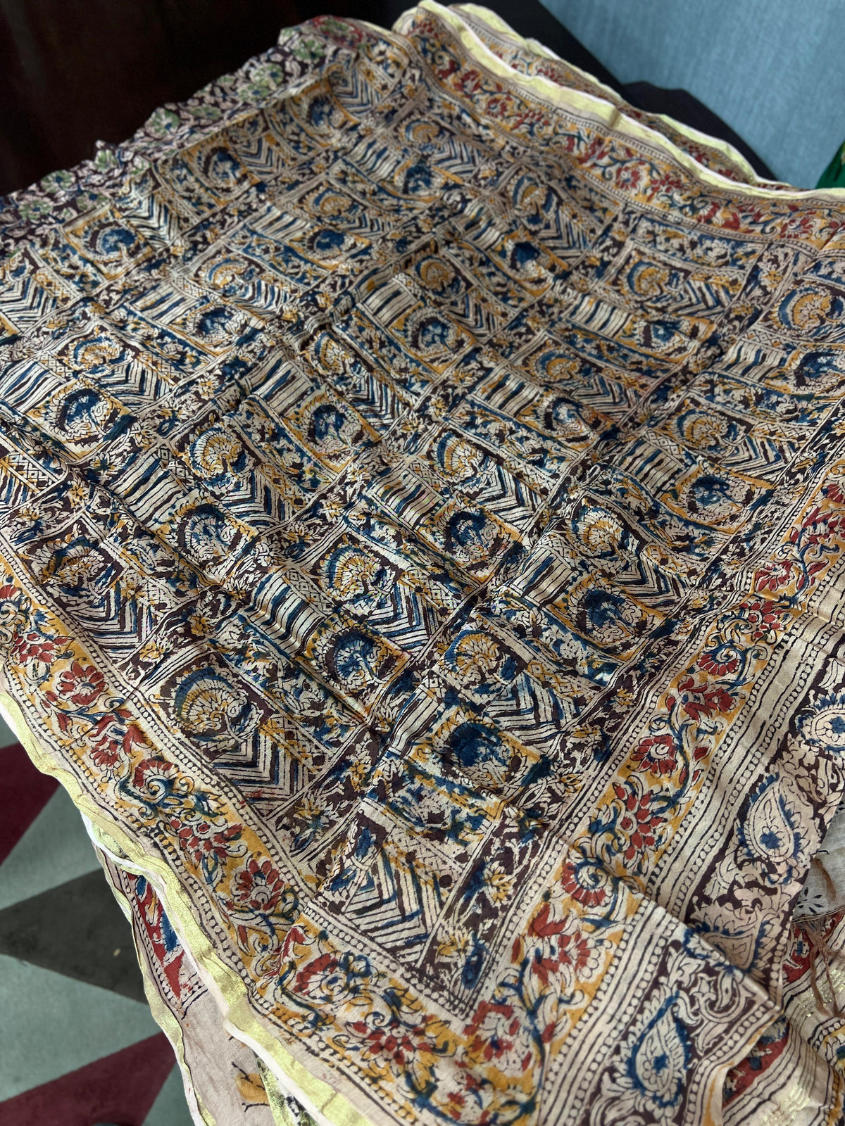 kalamkari print dupatta  - Maroon shade Search code 5107