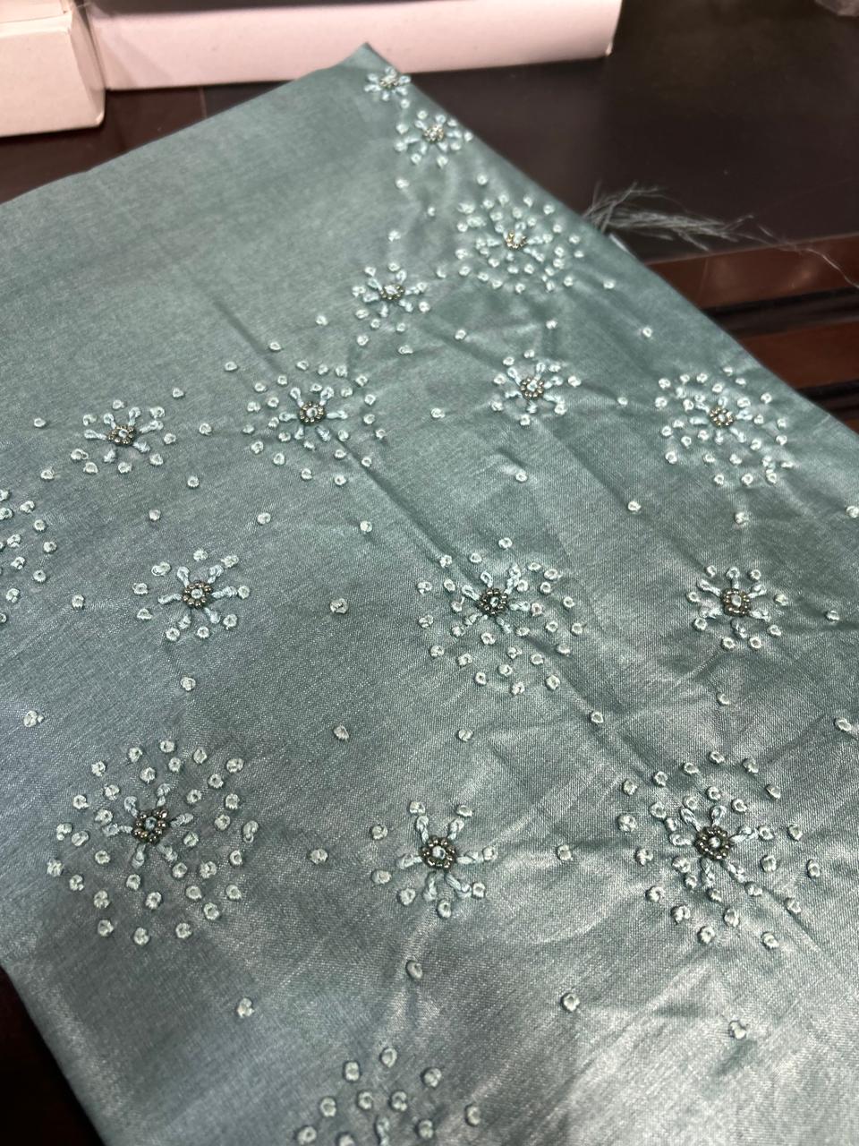 UNSTITCHED TUSSAR SUIT SET -Green  shade Search code 8900