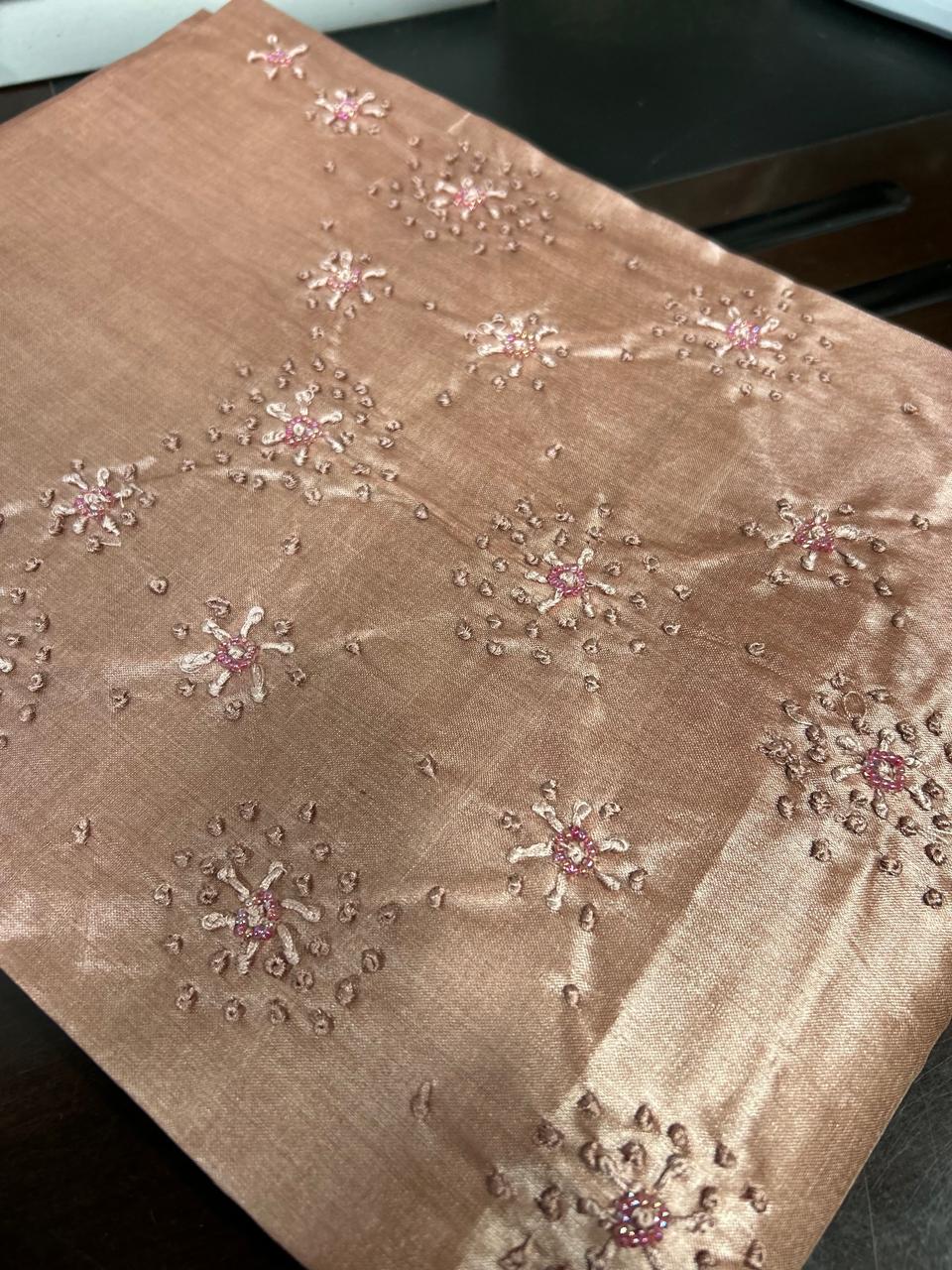 UNSTITCHED TUSSAR SUIT SET -Onion shade Search code 8901