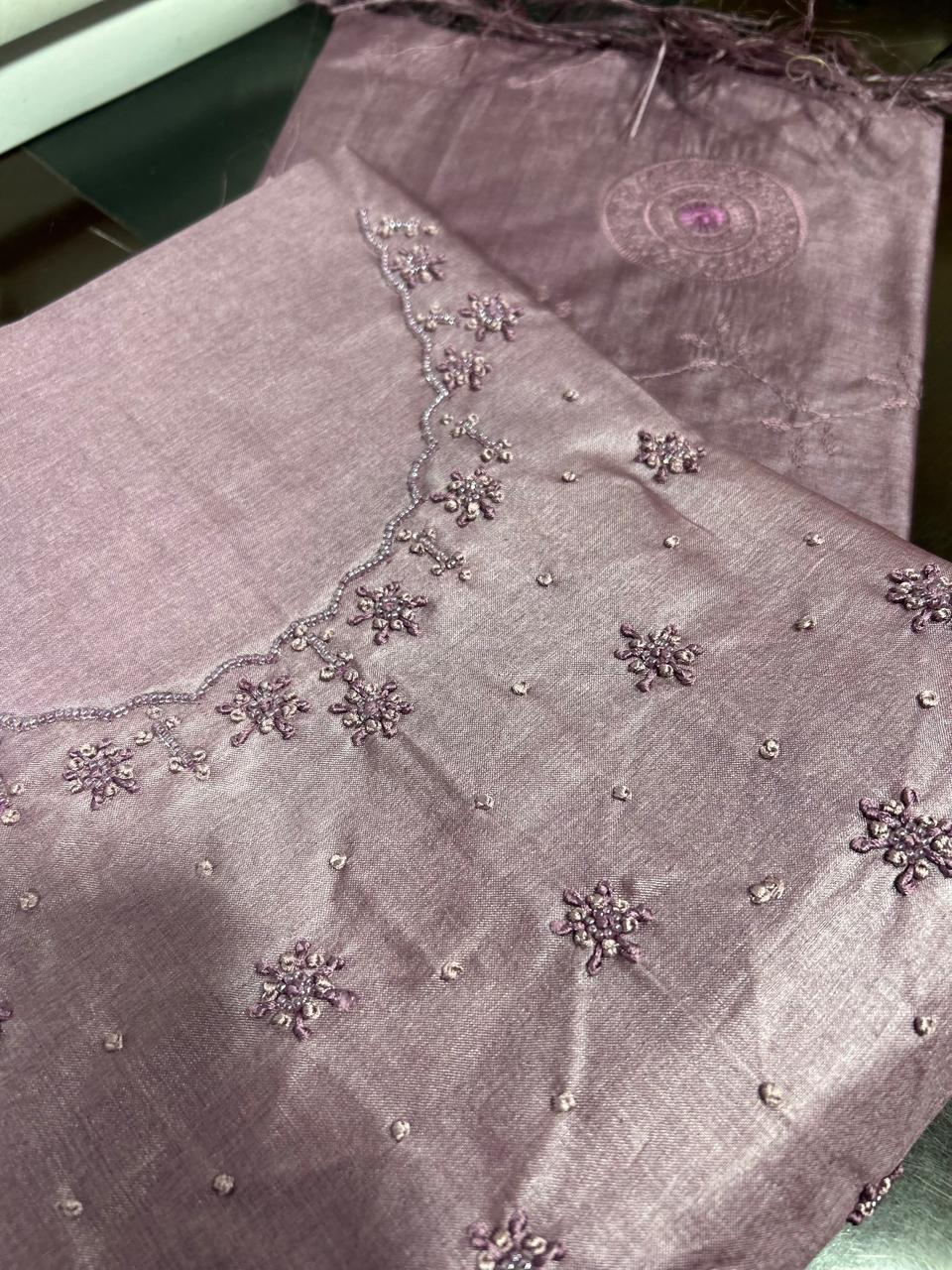 UNSTITCHED TUSSAR SUIT SET -Lavender  shade Search code 8912