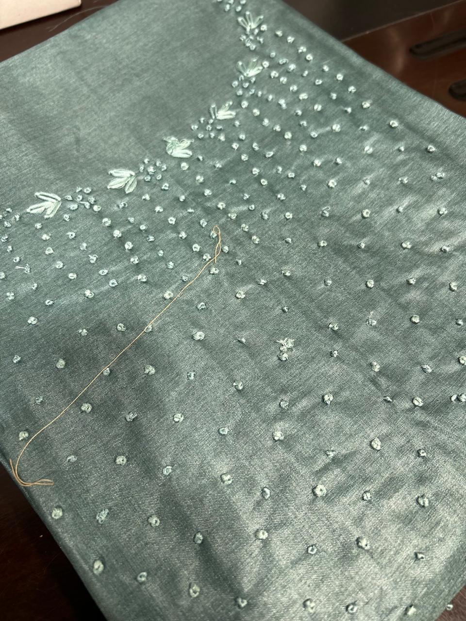 UNSTITCHED TUSSAR SUIT SET -Eleka Green  shade Search code 8915
