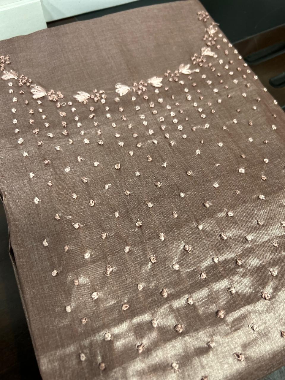 UNSTITCHED TUSSAR SUIT SET -Onion  shade Search code 8916