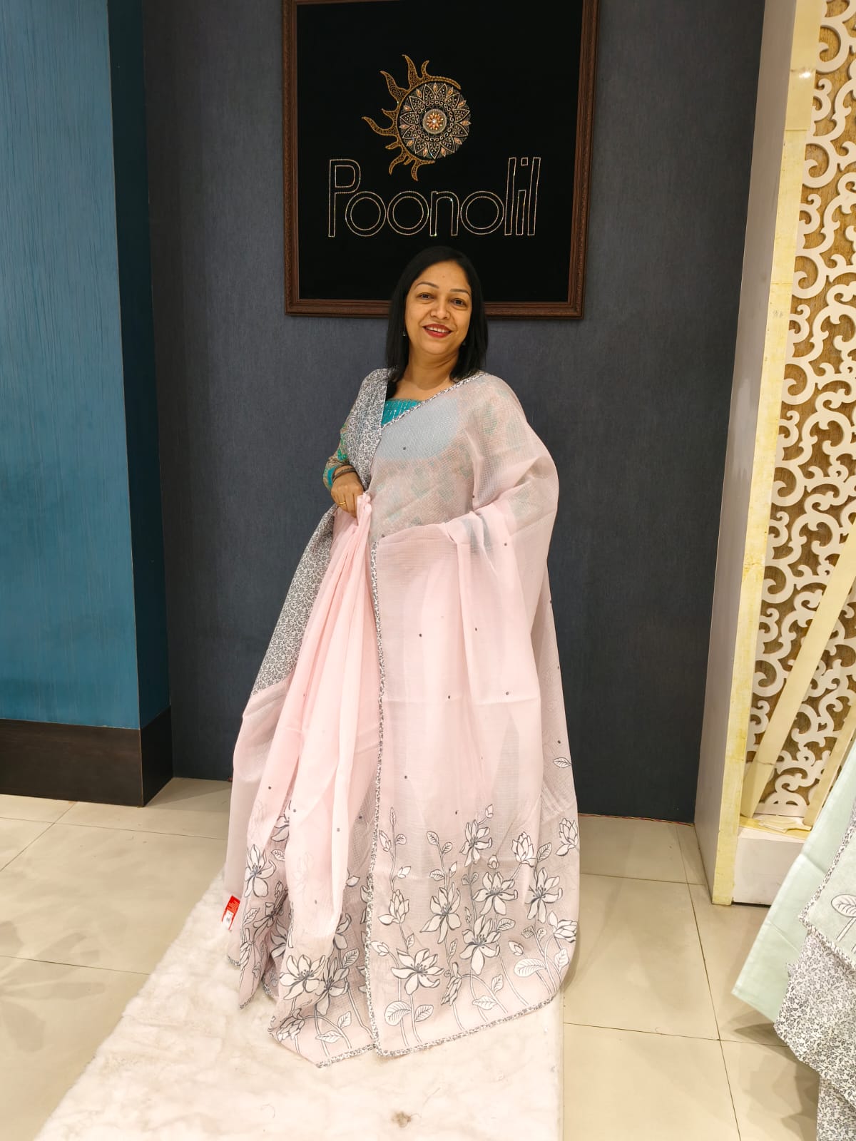 Banarasi Silky  Cotta check Saree - Pink  color Search code 2135