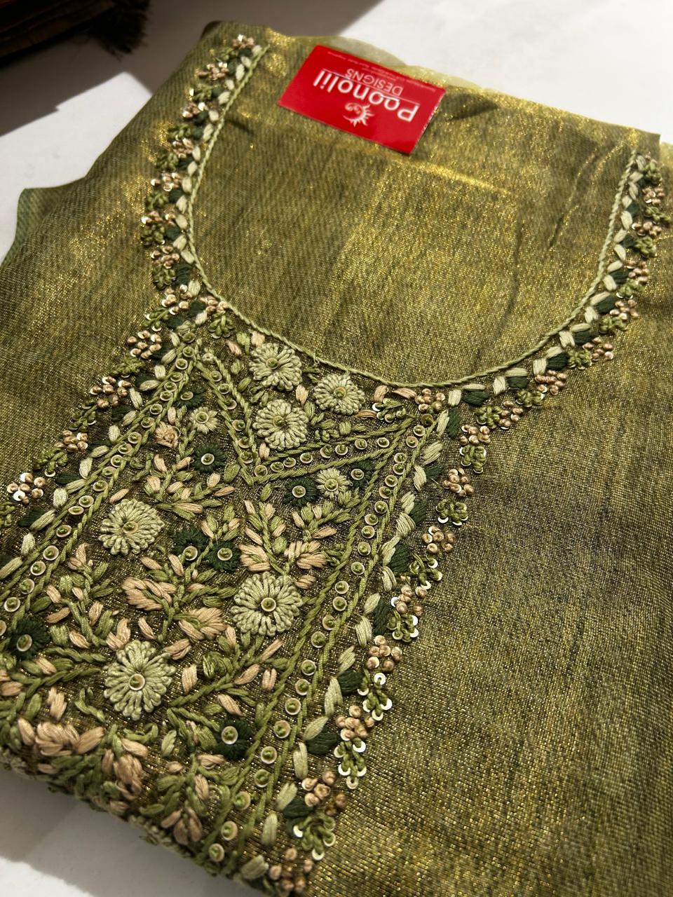 UNSTITCHED SALWAR SUIT SET-Green shade Search code 4309