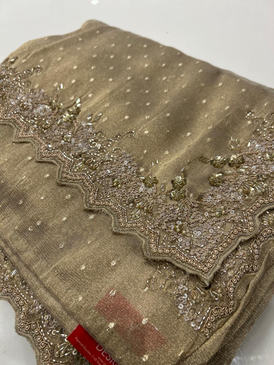 Fancy Saree -Golden color Search code 4610
