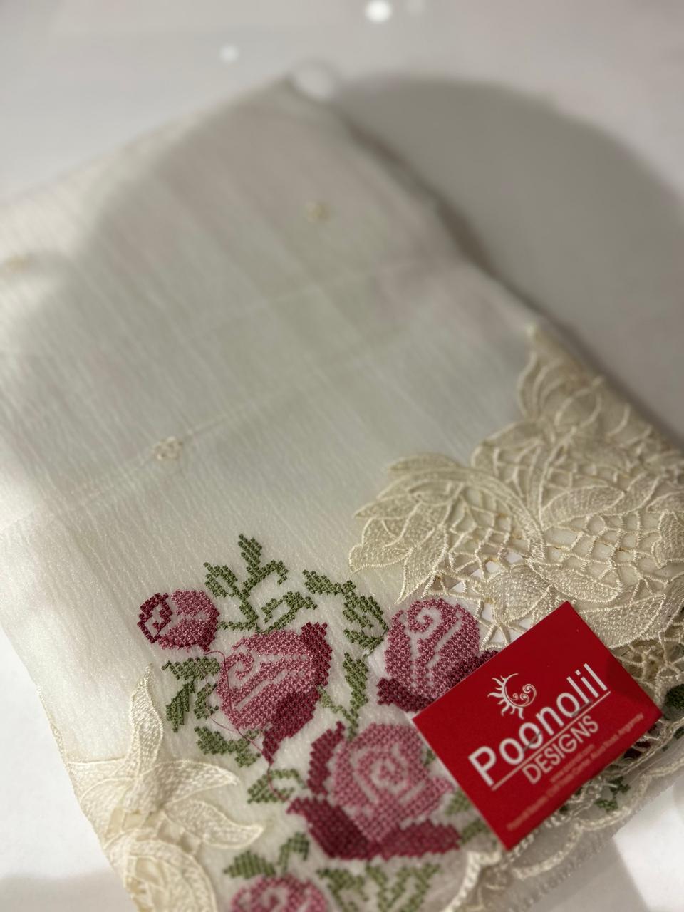 UNSTITCHED SALWAR SUIT SET  -Pearl cream shade Search code 9058