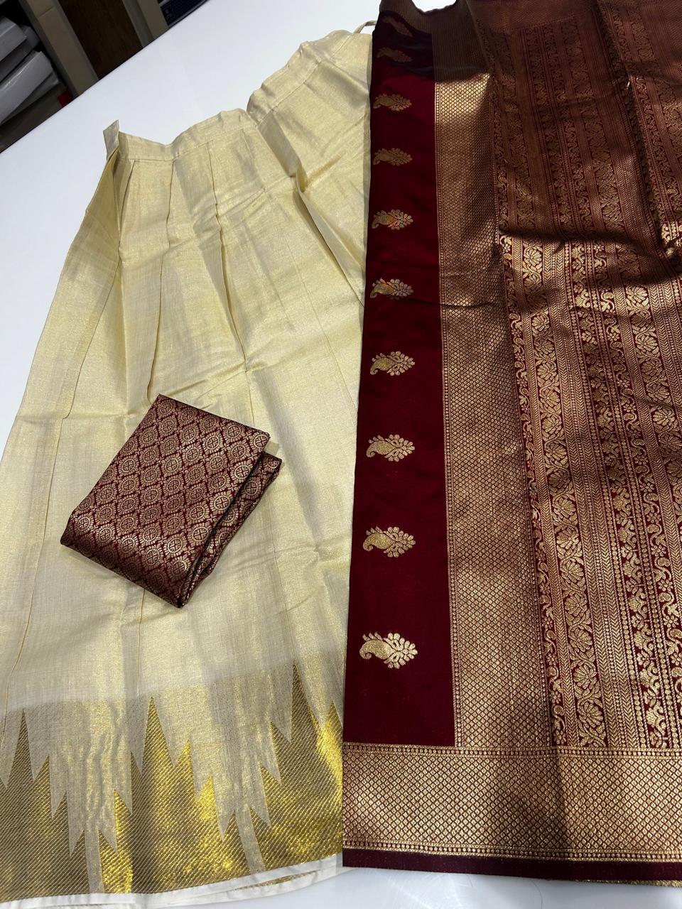 Davani- Golden Tissue - Maroon color Search code 3632