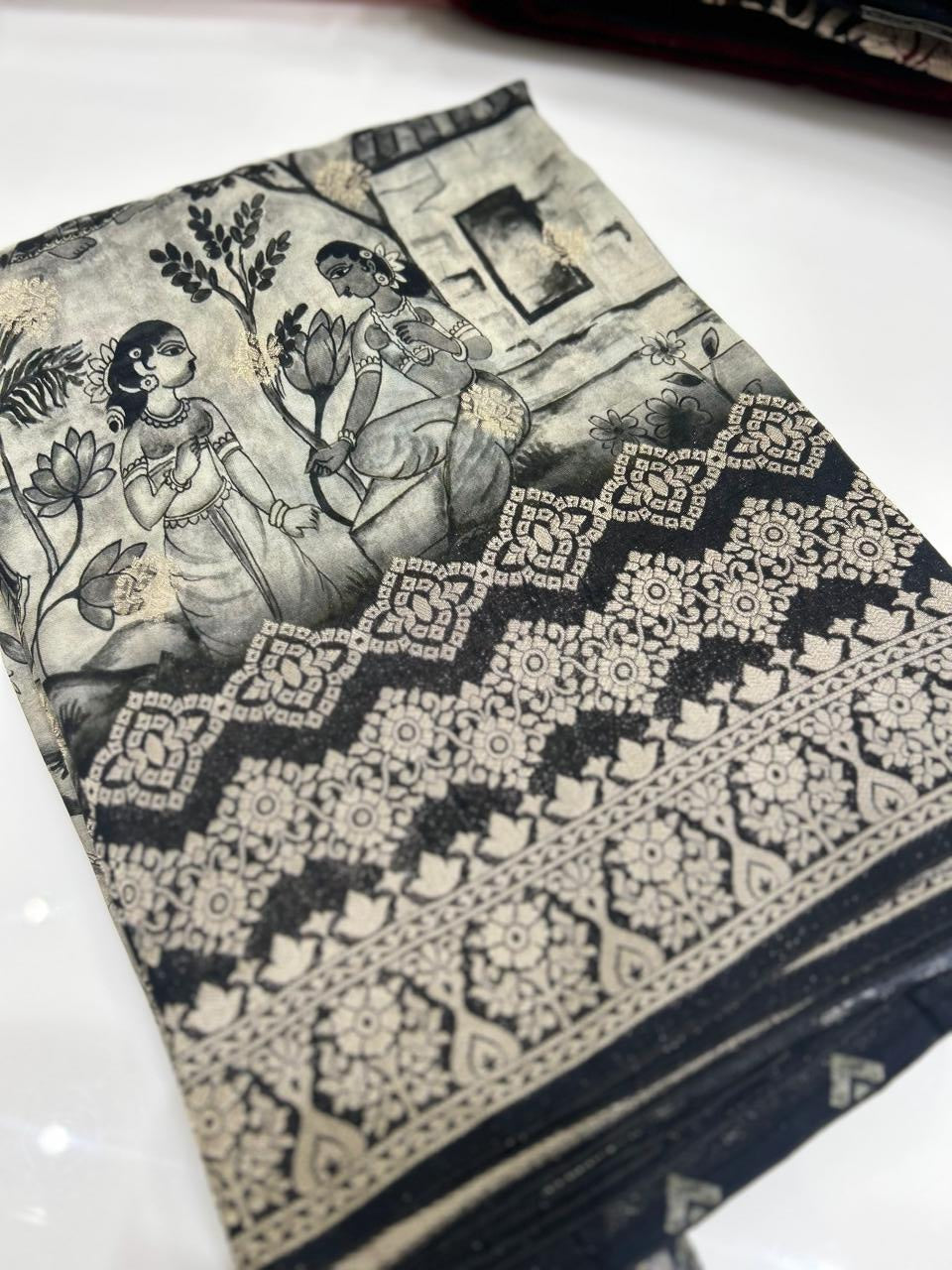 Georgette saree- Black shade Search code 3639