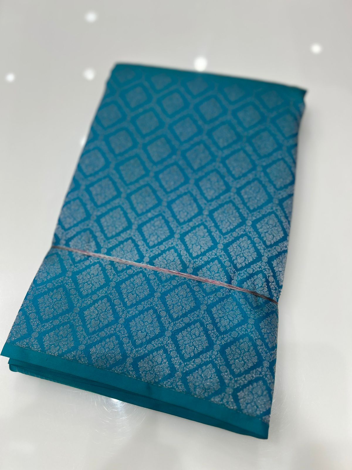 KANCHIPURAM SAREE -Peacock blue  shade Search code 6301