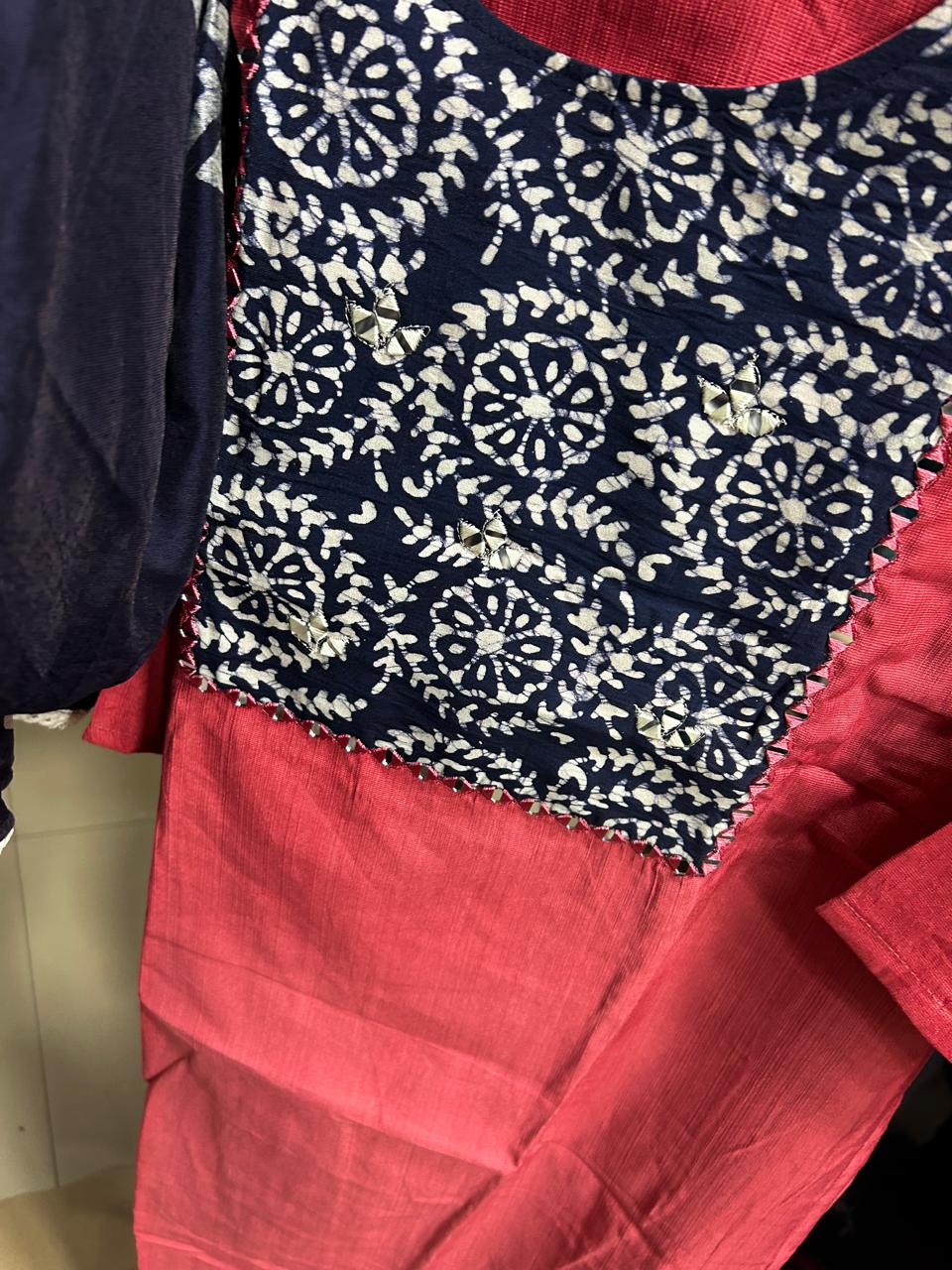 Salwar suit set -Blue to Pink  shade Search code 5669