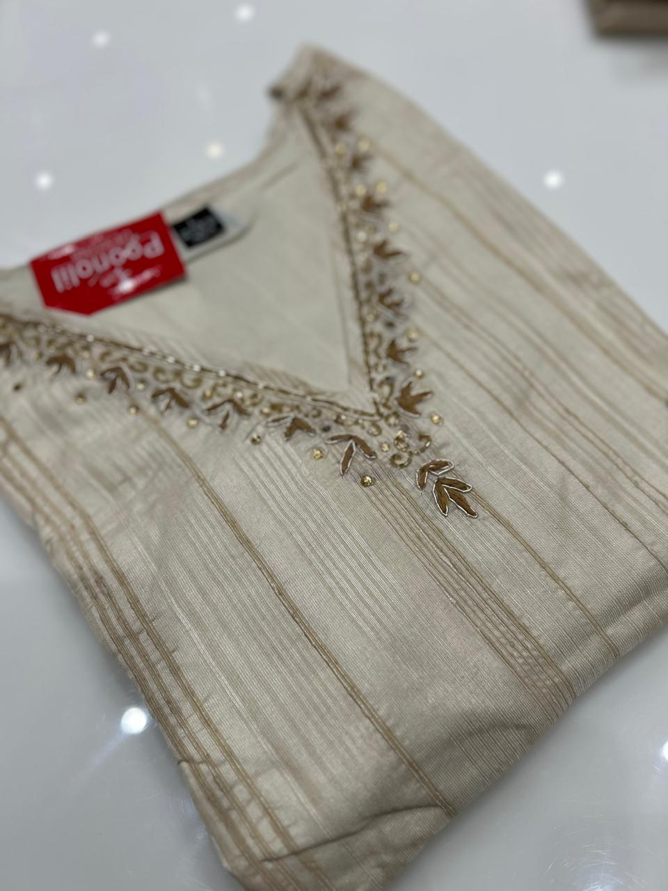 Salwar Suit -Cream Chiku color search code 4006