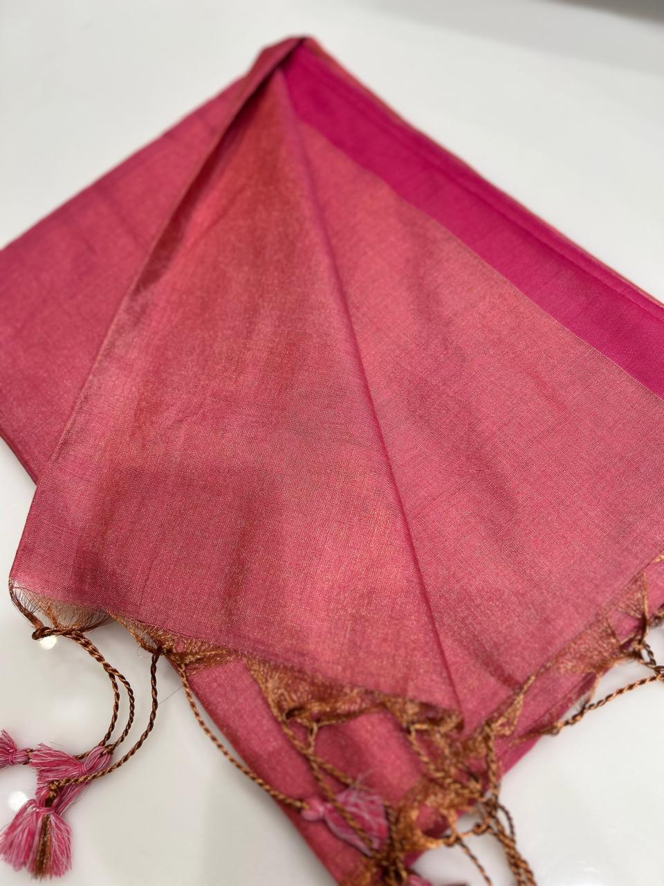 Tissue Saree-  Pink Shade search code 8501