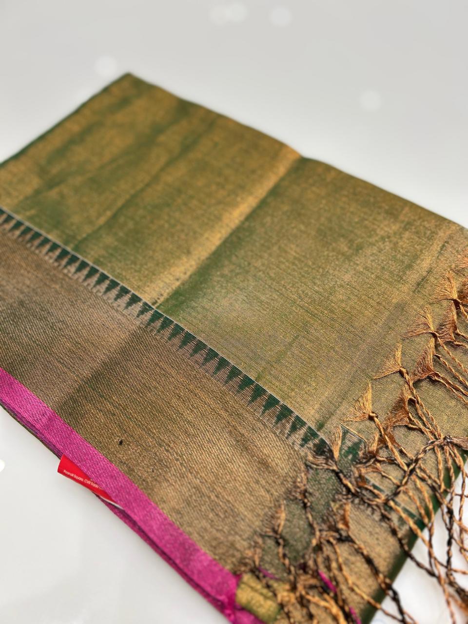 Tissue Saree- Green Shade search code 8516