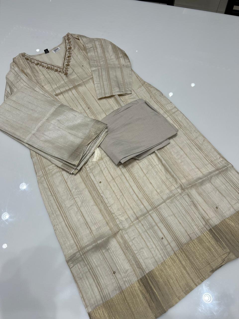 Salwar Suit -Cream Chiku color search code 6900