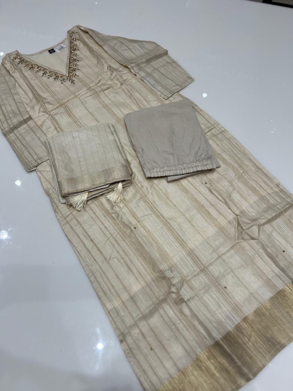 Salwar Suit -Cream Chiku color search code 6903