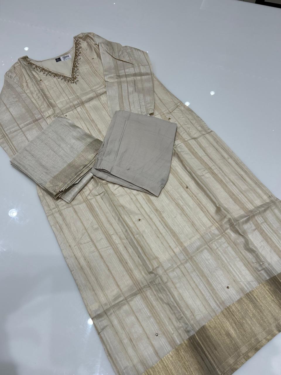 Salwar Suit -Cream Chiku color search code 6901