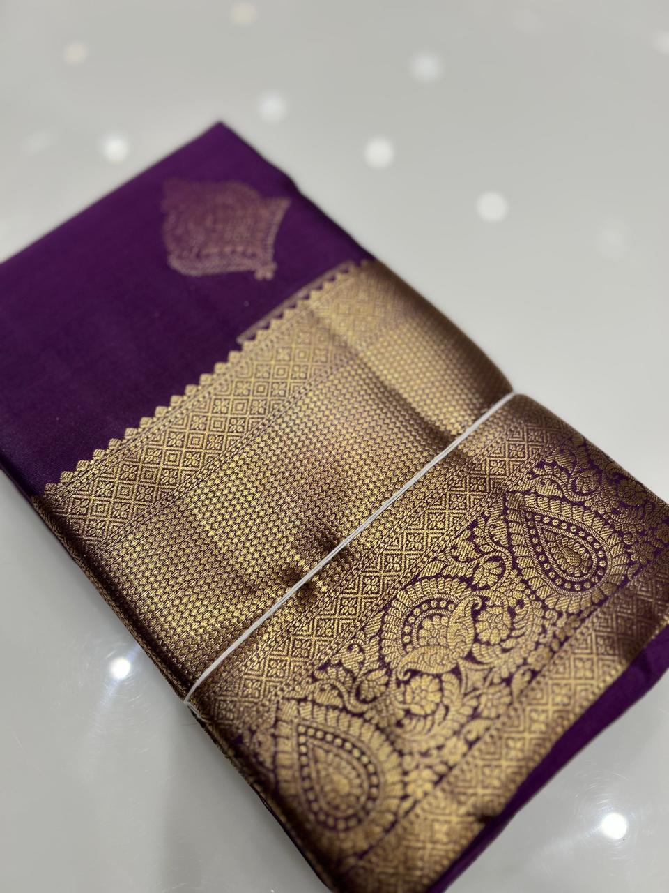 SEMI KANCHIPURAM SAREE-  Purple Search code 6430