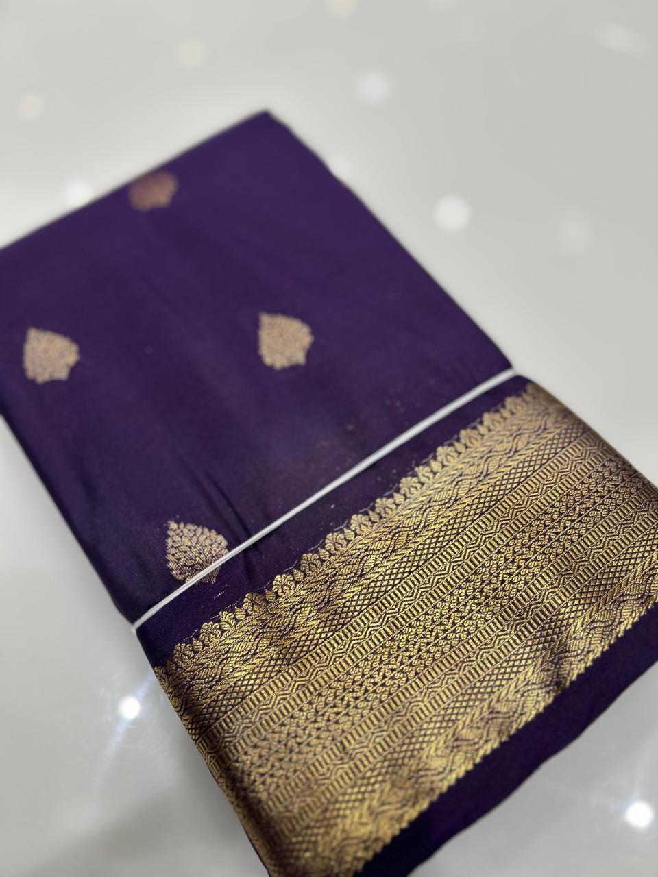 SEMI KANCHIPURAM SAREE- Violet   Search code 6429