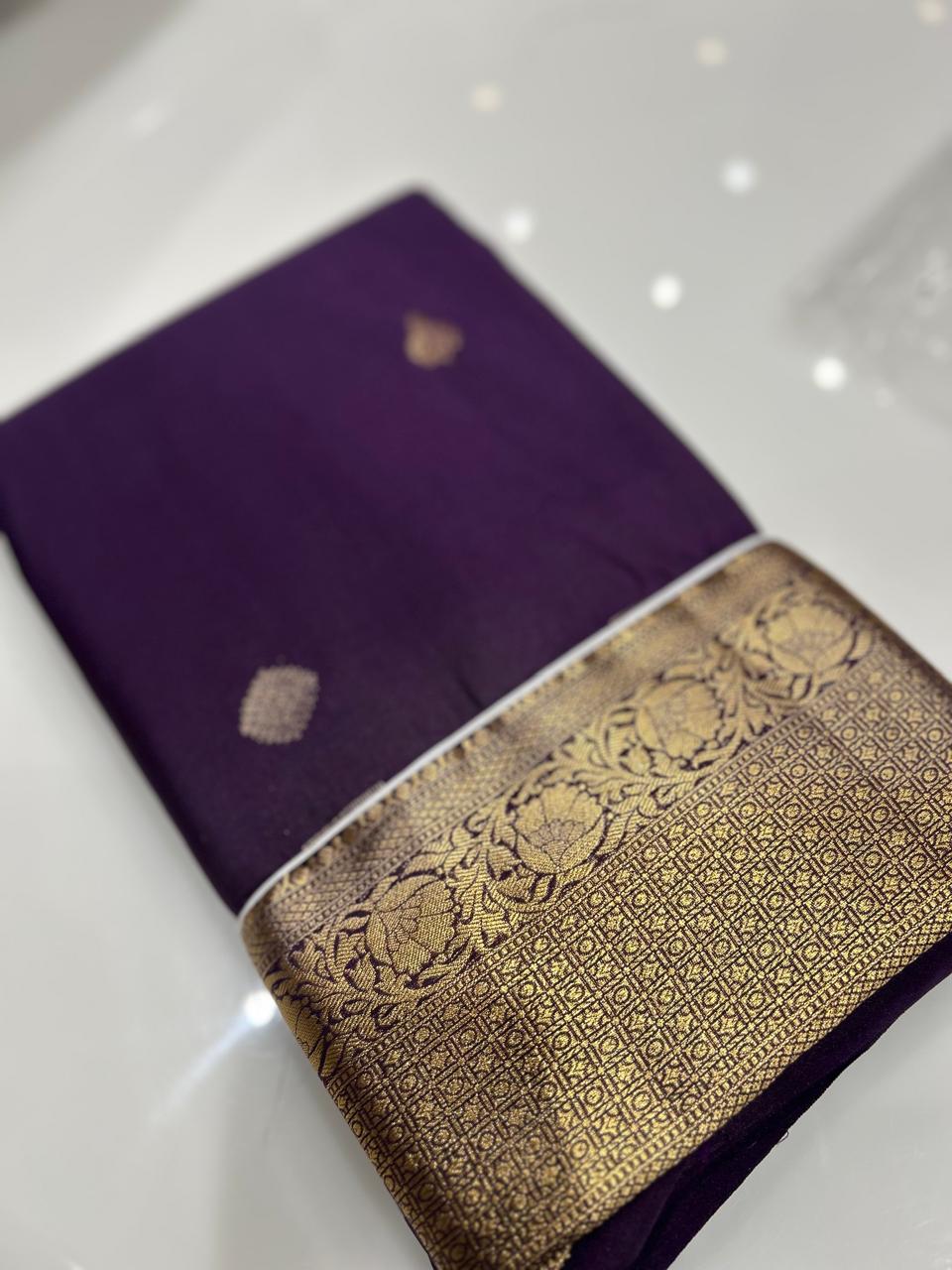SEMI KANCHIPURAM SAREE- Violet  Search code 6437