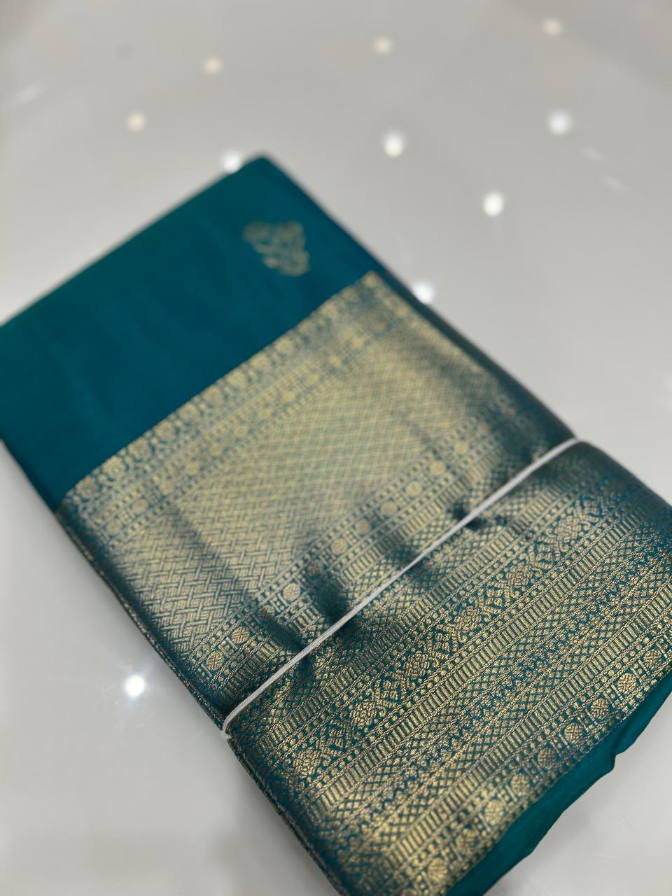 SEMI KANCHIPURAM SAREE- Safer blue Search code 6438