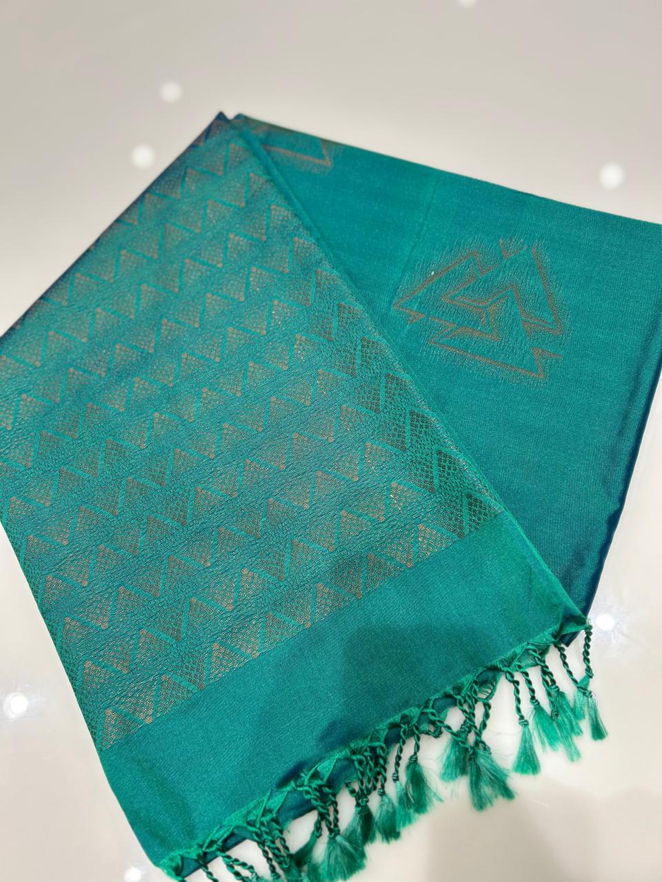 Semi Silk Saree -Safer blue color Search code 6461