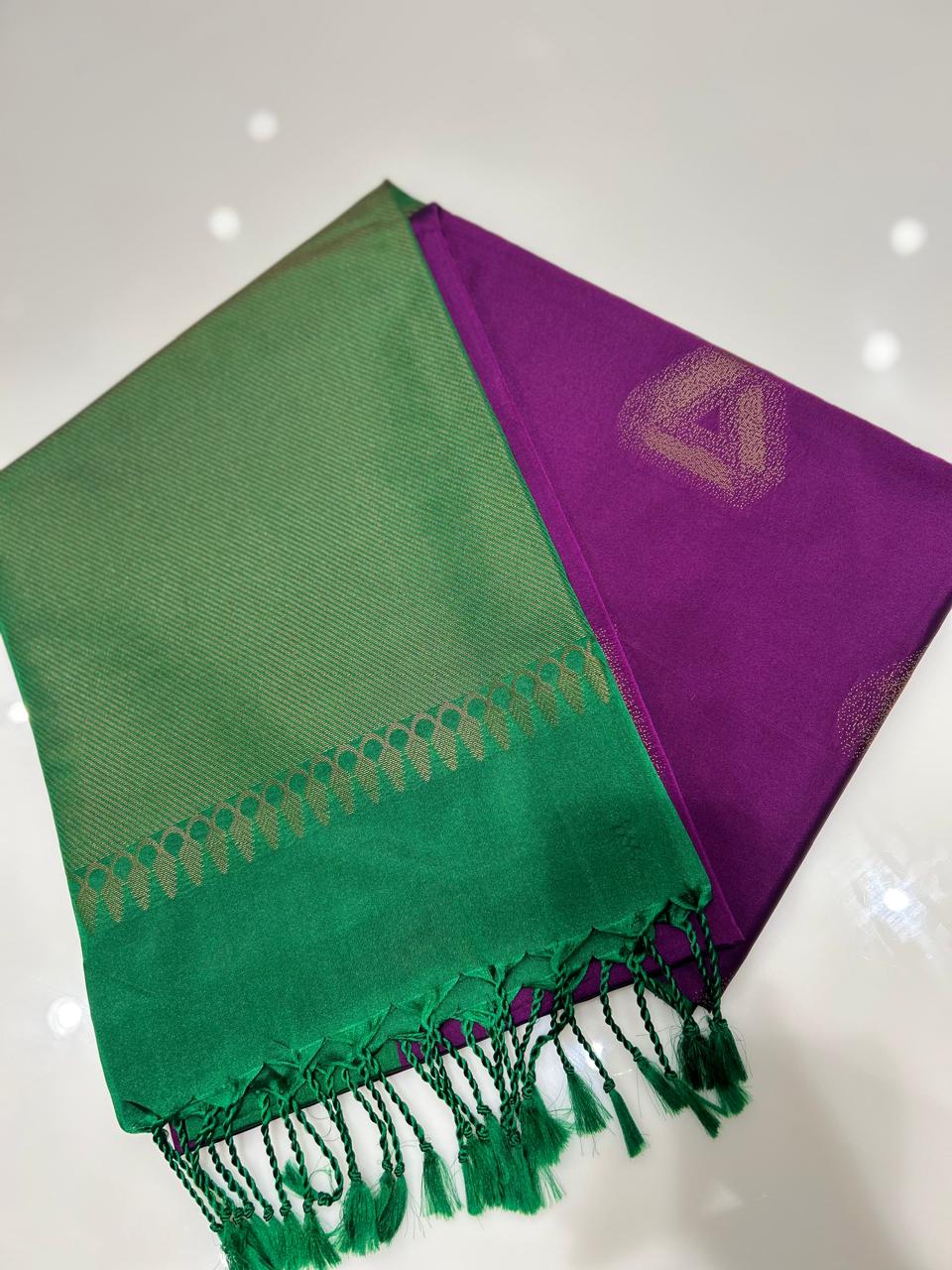 Semi Silk Saree -Safer blue to vadamali color Search code 6468