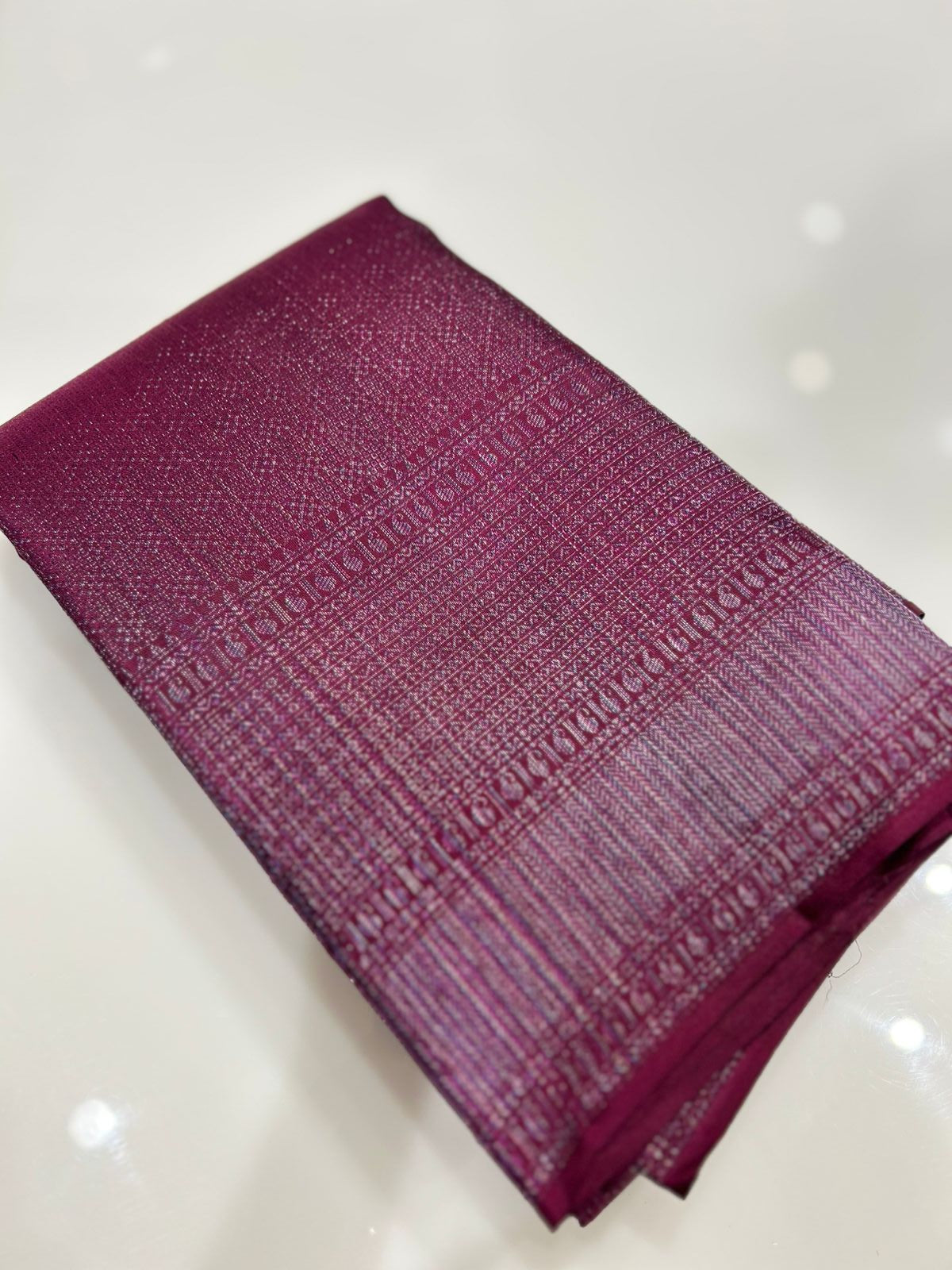 KANCHIPURAM BROCADE SAREE-Wine Purple color Search code 1505
