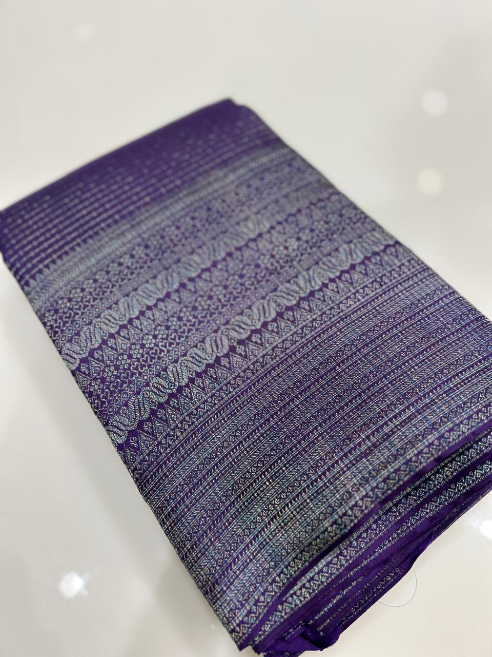 KANCHIPURAM BROCADE SAREE-Purple  color Search code 1512
