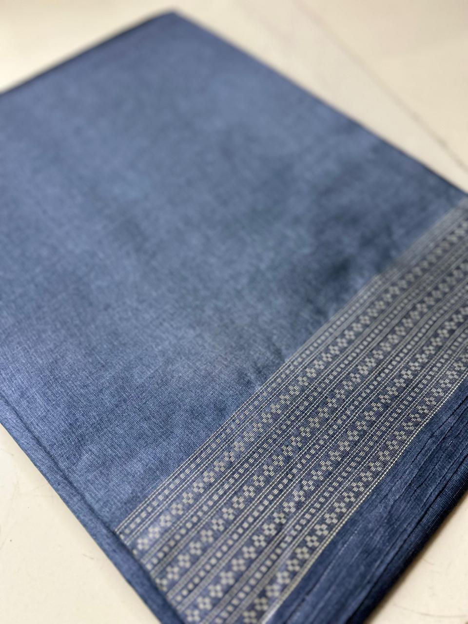 Tussar Saree -Dusty blue shade Search code 1553