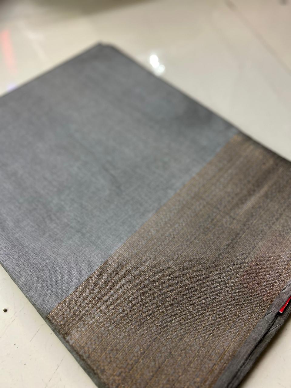 Tussar Saree -Gray shade Search code 1552