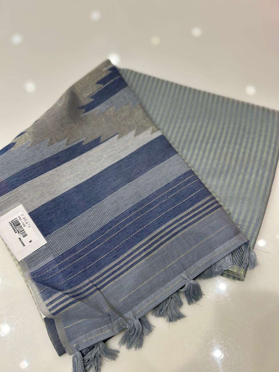 Soft chanderi saree - Blue shade  Search code 4901