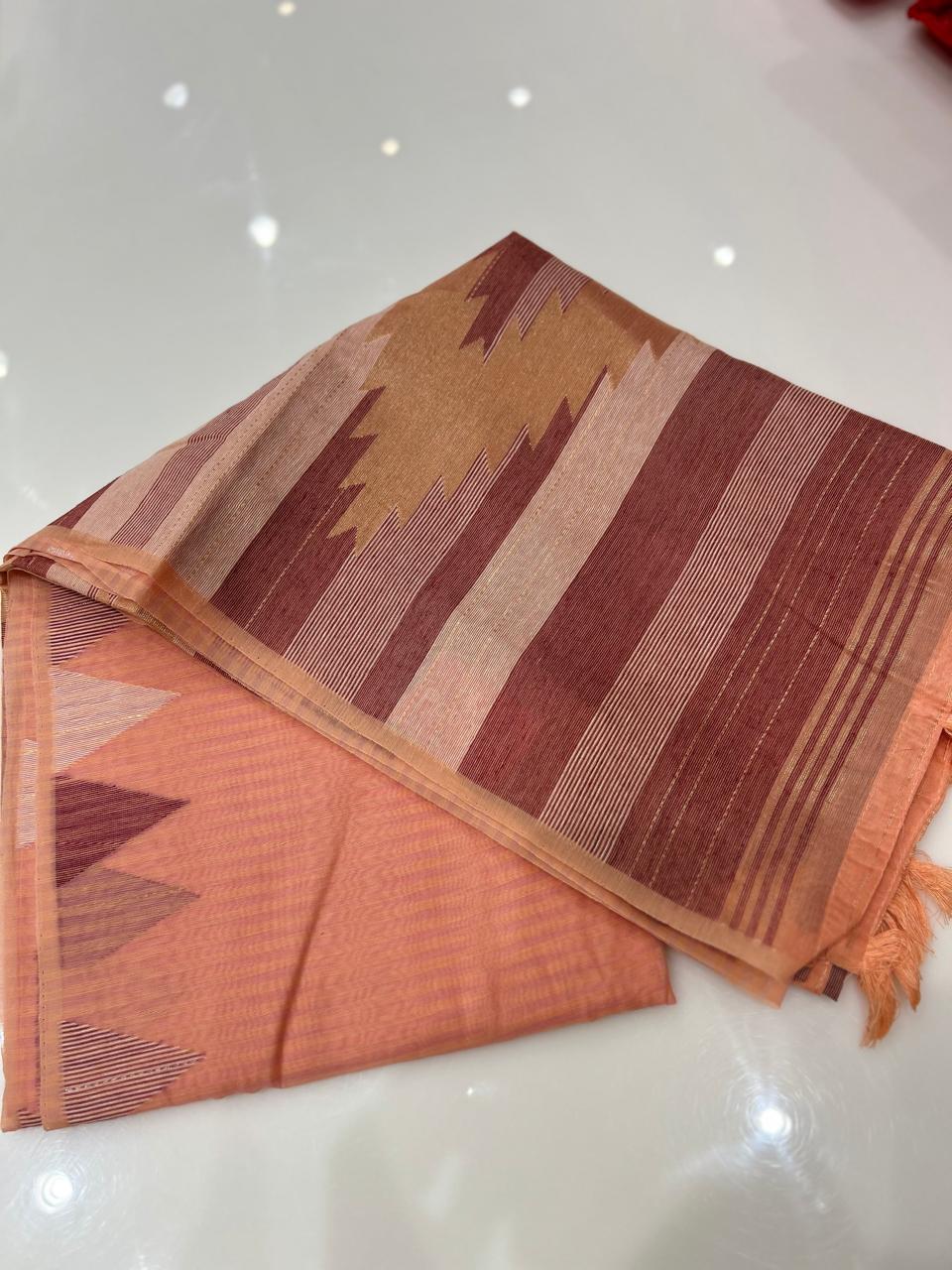 Soft chanderi saree - Peach shade  Search code 4903