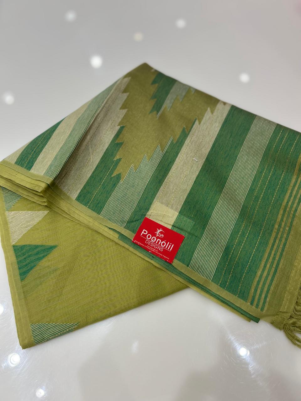 Soft chanderi saree - Green shade  Search code 4902