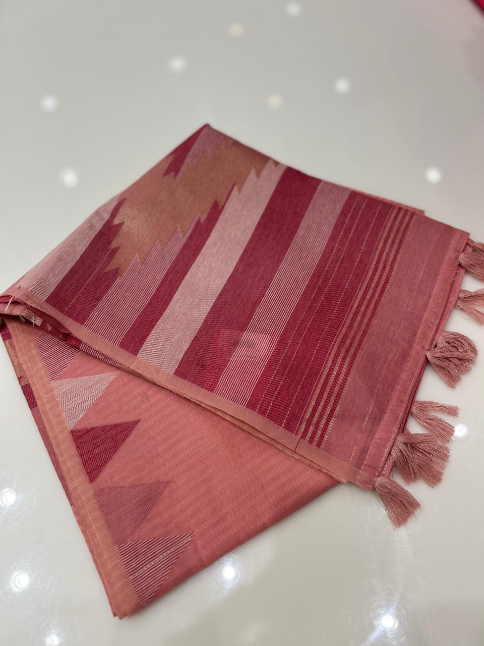 Soft chanderi saree -Pink  shade  Search code 4900