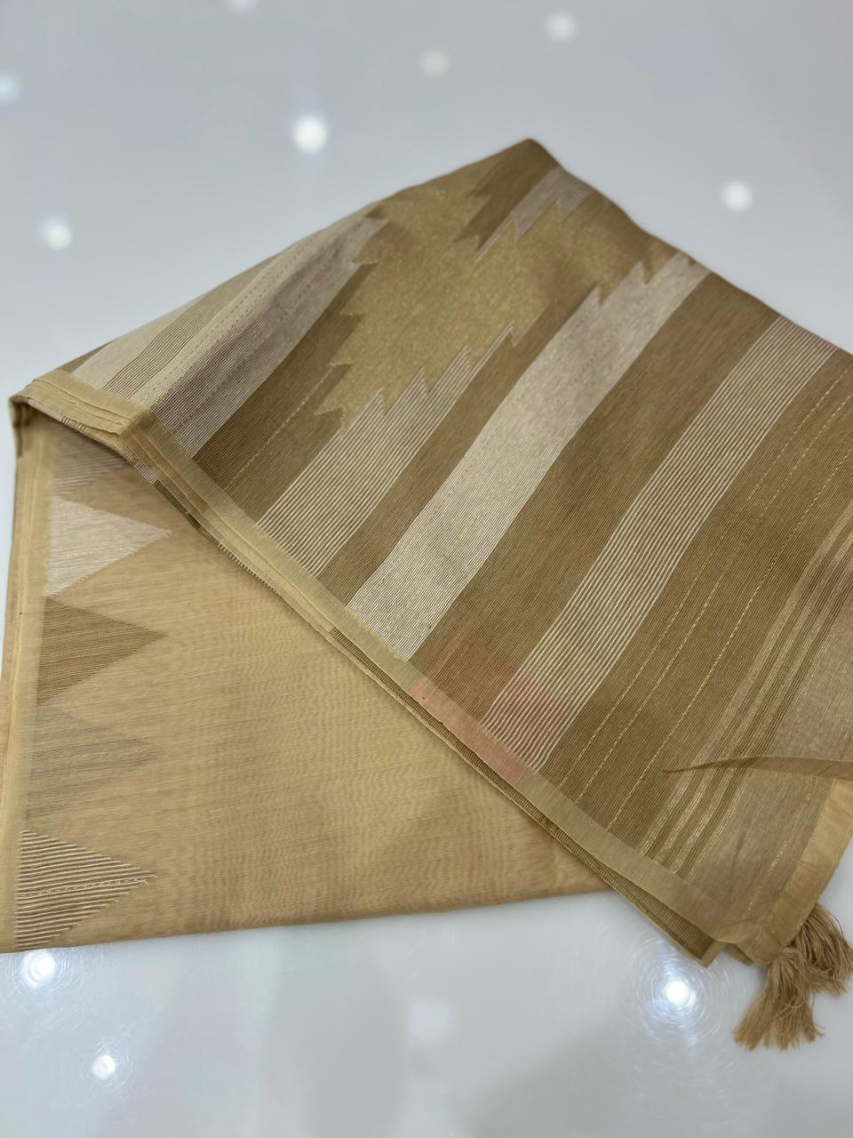 Soft chanderi saree - Chiku shade  Search code 4904