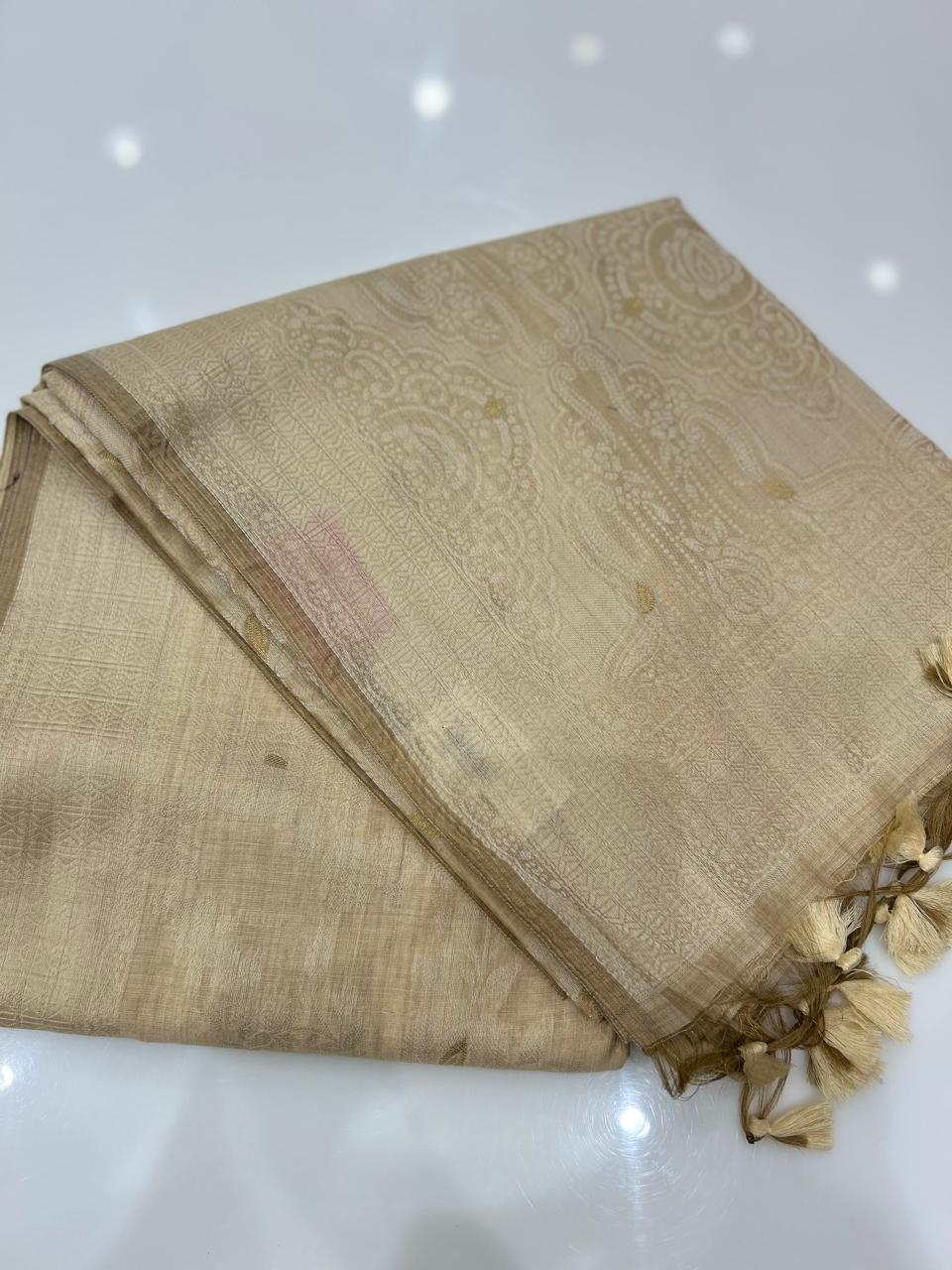 Soft chanderi saree - Chiku shade  Search code 4905