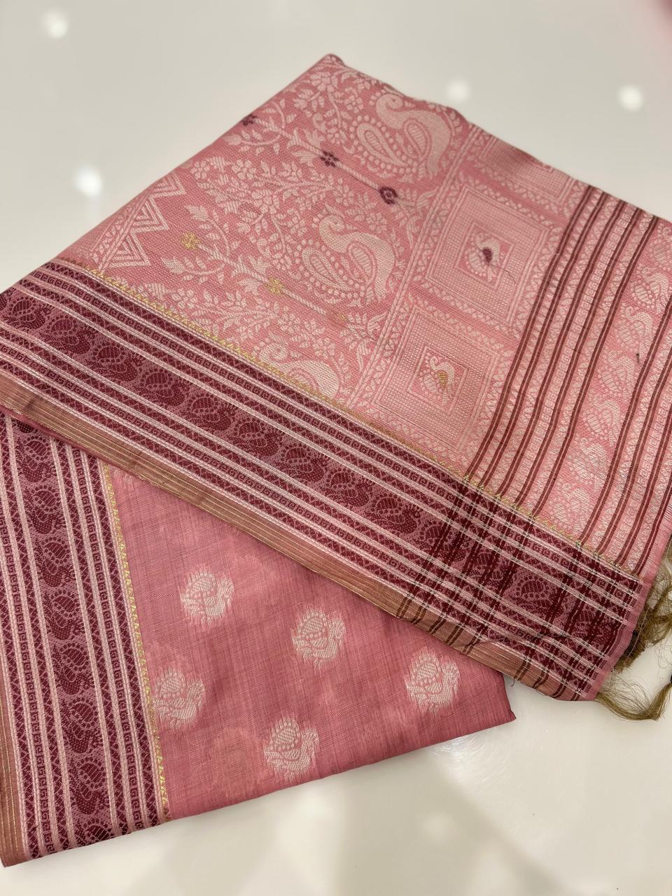 Soft chanderi saree - Pink shade  Search code 4922