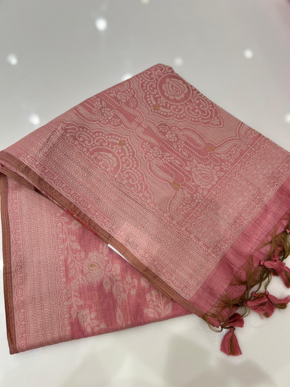 Soft chanderi saree - Pink  shade  Search code 4906