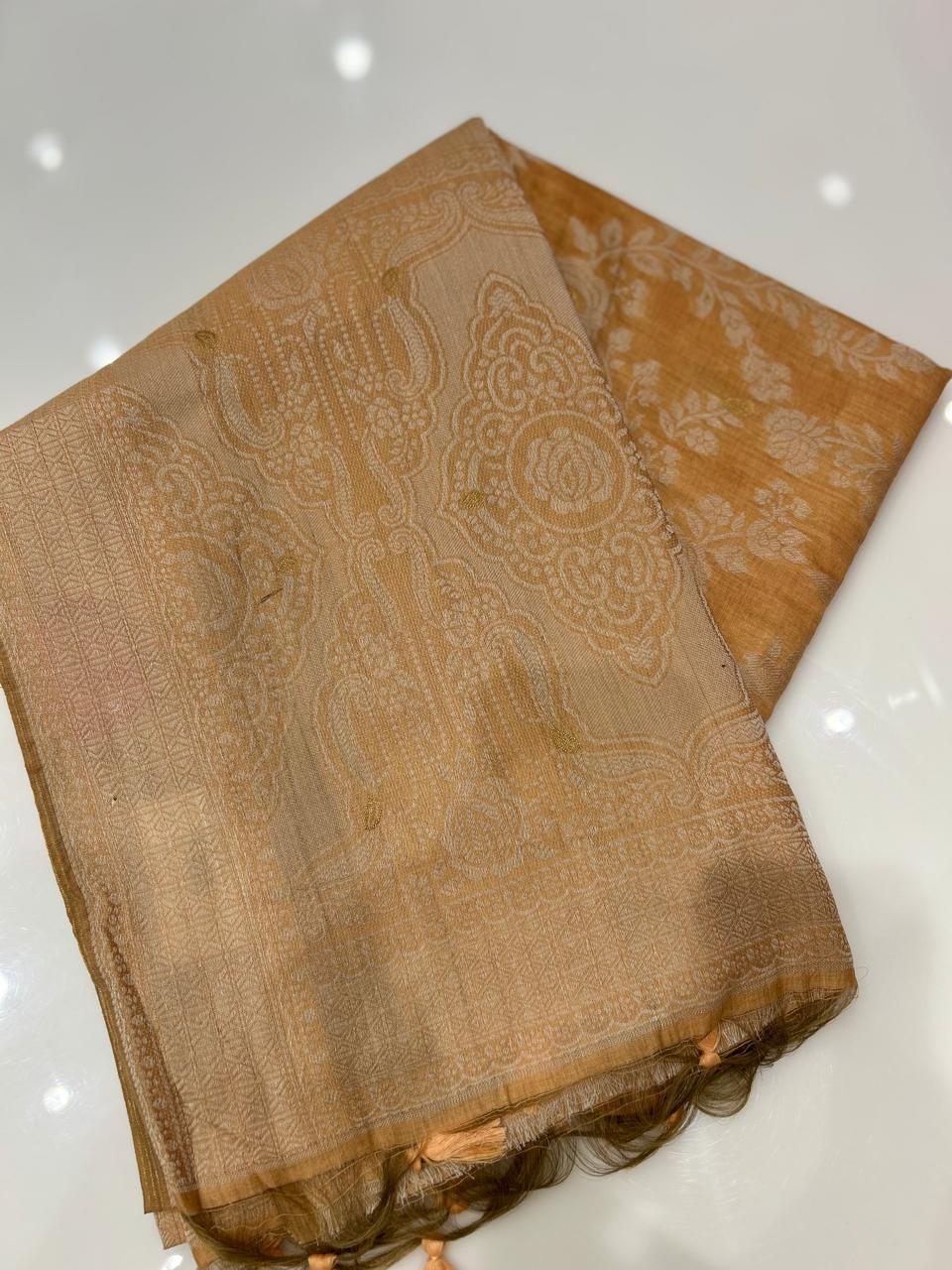 Soft chanderi saree - Peach orange shade  Search code 4907