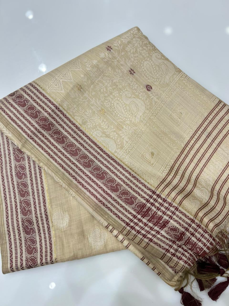 Soft chanderi saree - Chiku shade  Search code 4925