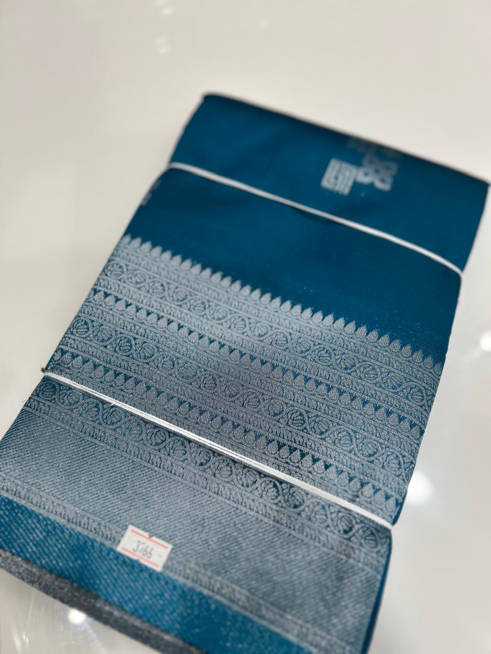 Semi Silk Saree -Tarquis blue color Search code 4929