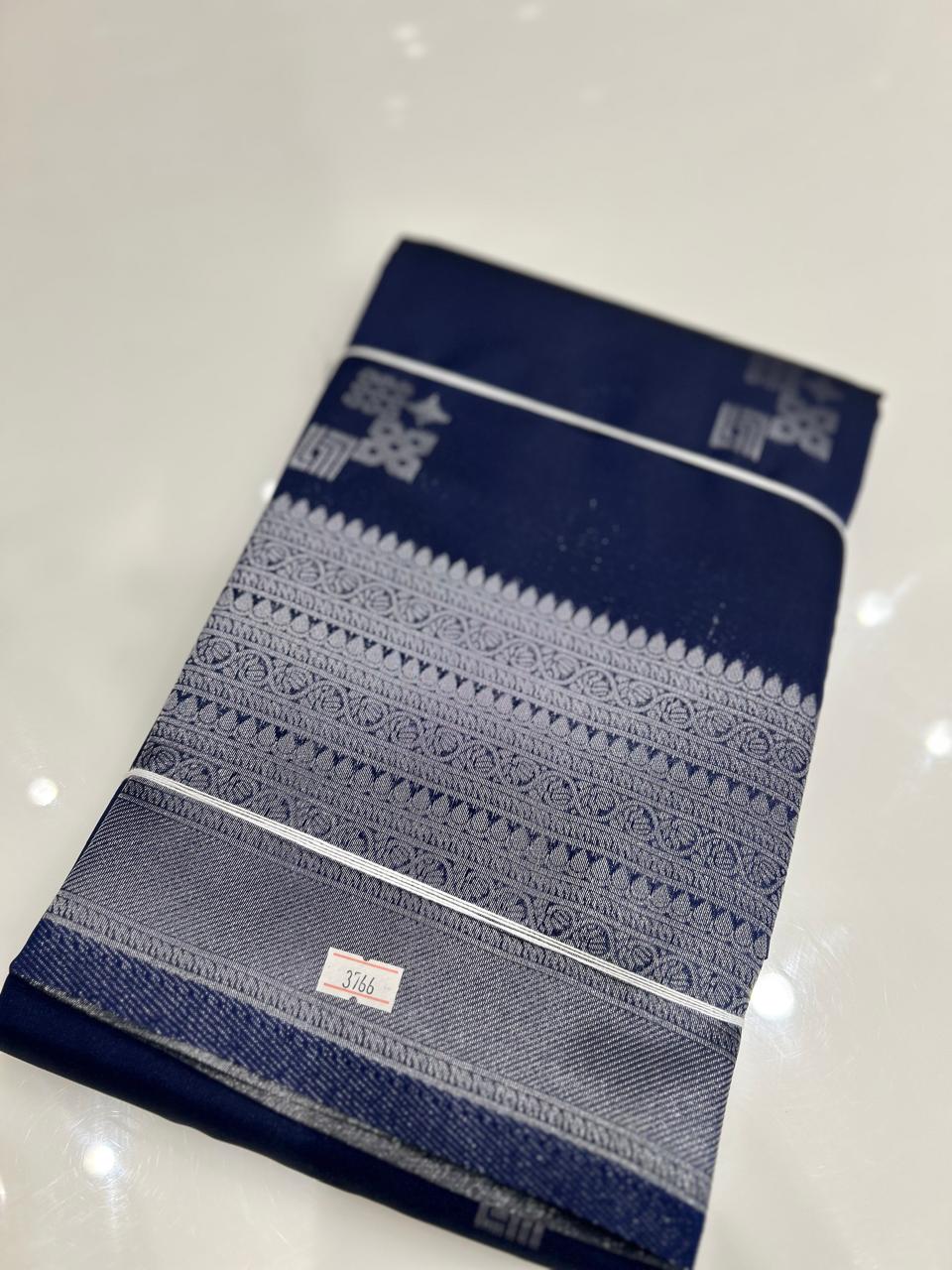 Semi Silk Saree -Navy blue  color Search code 4928
