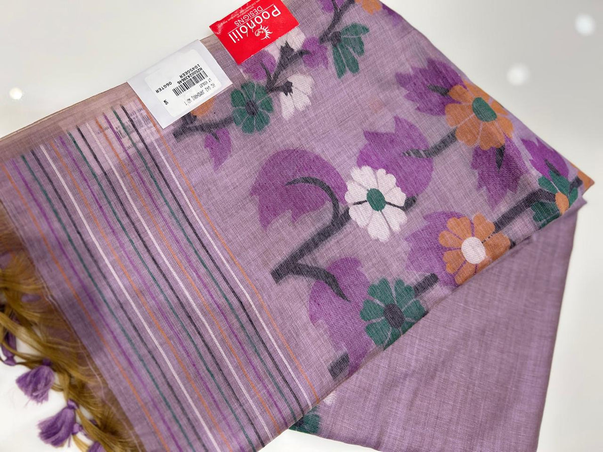 Soft chanderi saree -Lavender   shade  Search code 3701
