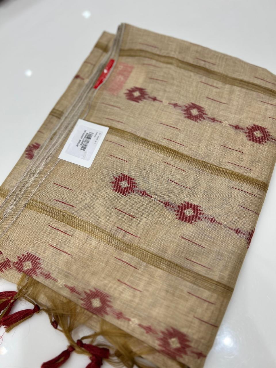 Soft chanderi saree -Chiku Maroon shade  Search code 3704