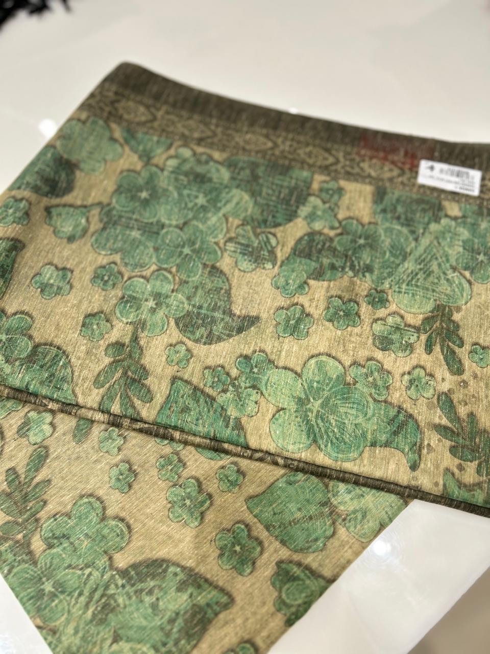 Soft chanderi saree -Green shade  Search code 3712